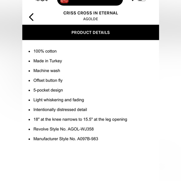 NWOT Agolde Criss Cross Jeans. - Picture 4 of 5